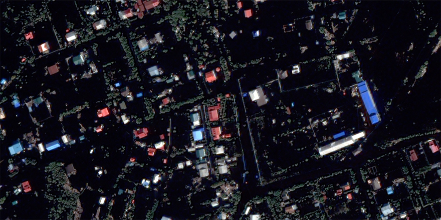 Flooding in Volodymyrivka village, Amur Region, 2013 (WorldView-2)