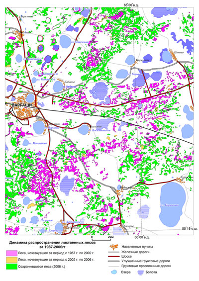 Map of deciduous trees growth 